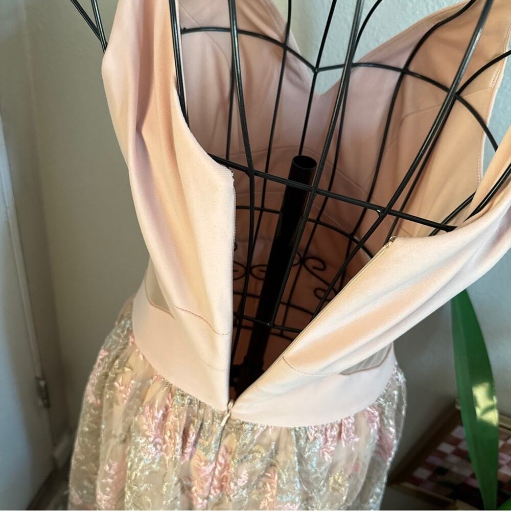 Xscape Jersey Ball Gown w Embroidered Mesh Skirt 2 - Picture 5 of 11